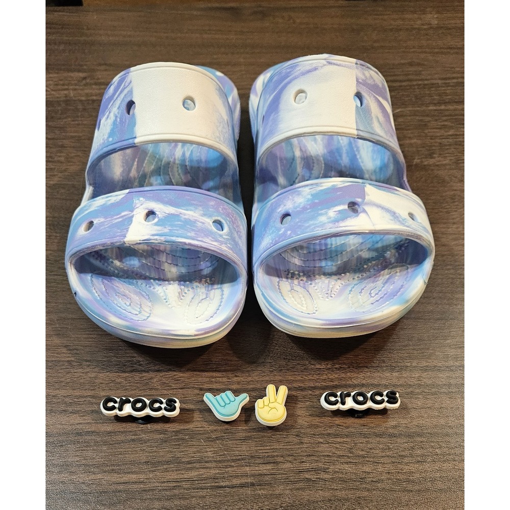Crocs Classic Unisex Marbled Sandal White/Oxygen Men Size 9 Women Size 11